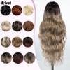 DÉBUT Long Wavy Synthetic Lace Front Wigs Ombre Dark Blonde