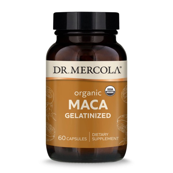Dr. Mercola Organic Maca Gelatinized Dietary Supplement, 30 Servings (60 Capsules), Non GMO, Gluten Free, Soy Free, USDA Organic