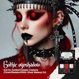 La Catrina Paleta de Sombra de Ojos Roja Negra, Paleta de Sombras de Ojos Ahumadas Góticas Altamente Pigmentadas, Color Rojo Verdadero Blanco, Gris Os