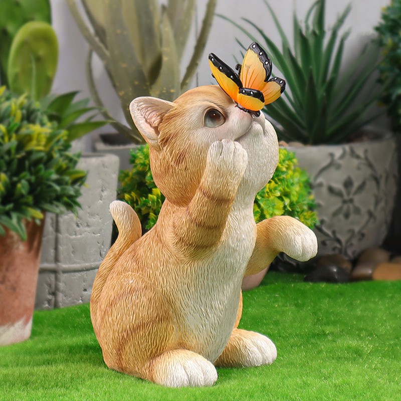 Solar Cat Yard Decor Decorative Light Cat Garden Sculpture Exquisite