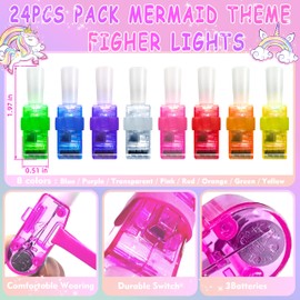 24PCS Unicorn Party Favors-LED Finger Lights：Glow-in-the-Dark Light-Up Toys Bulk for Kids,Unicorn Theme Birthday Party Decorations Supplies, Kids' Party Goodie Bags, Classroom Prizes, Fun Gifts