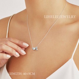 LIHELEI Silver Heart Initial Necklace for Women, 925 Silver, Heart Initials Necklace from A-Z, Delicate Heart Initial Pendants, Birthday Gift for Women and Girls, Stainless Steel