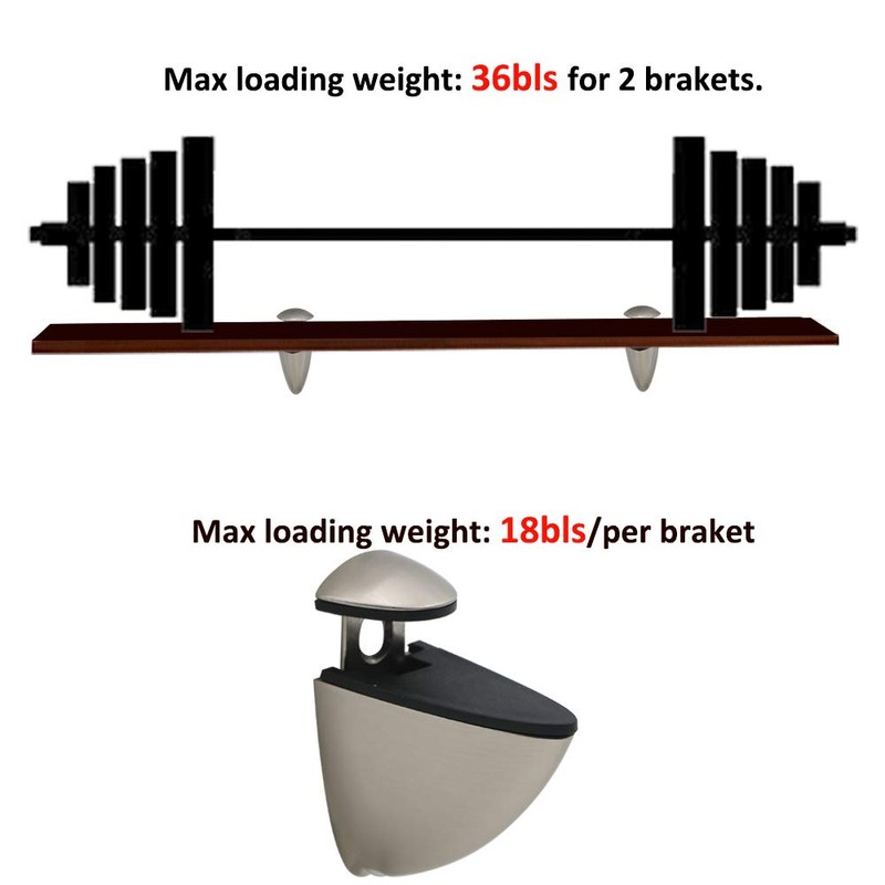 Adjustable Bracket for Wood/Glass Shelf Bracket Wall Mounted, Brushed Nickel,