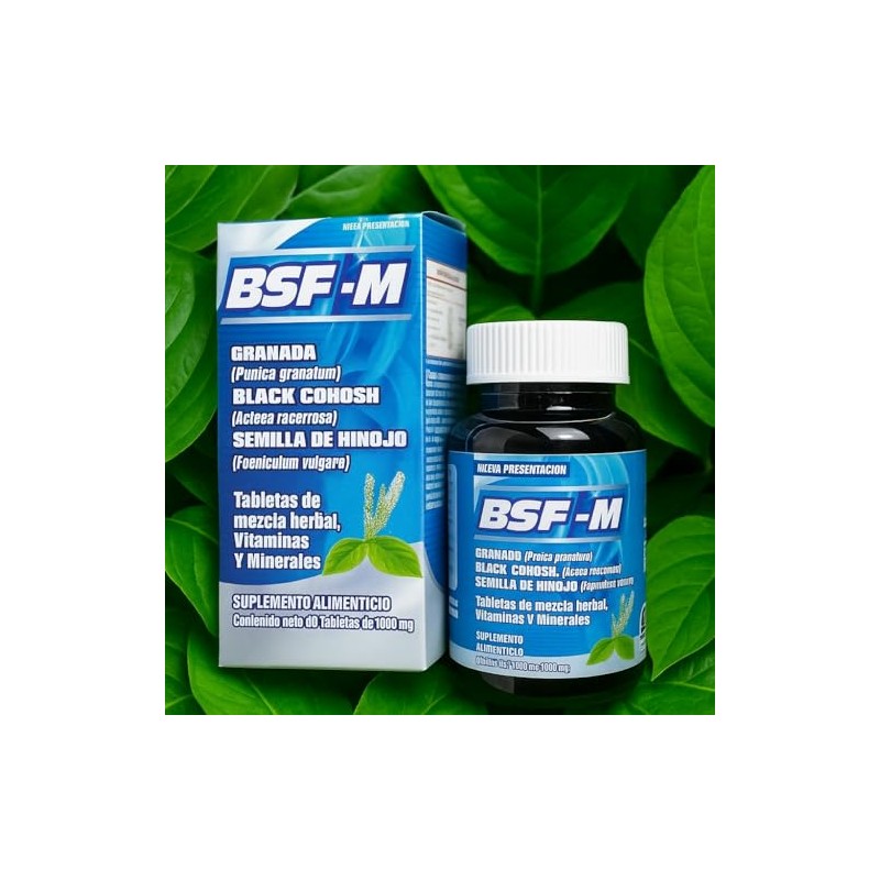 BSF-M Suplemento Alimenticio Masculino con Granada, Black Cohosh y Semilla