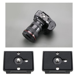 2Pcs Quick Release Plate with 1/4'' Srew Compatible with Manfrotto 200PL 128RC 141RC 222 352RC 460MG Aluminium Alloy Quick Release Tripod Mount Black