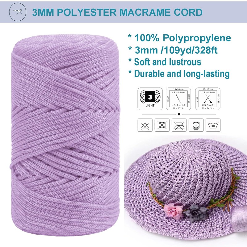 Cordón de macramé trenzado de poliéster