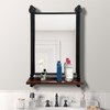 OLDRAINBOW Industrial Pipe Mirror Wood Shelves,Bedroom Mirror with Shelf,Rectangle Iron