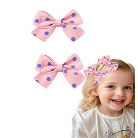 Baby Hair Clips for Girls, Pink Polka Dot Bow Hair Accessories with Alligator Clips, Cute Non-Slip Barrettes for Toddlers, Infants, and Everyday Use.(FJ151) (Pink)