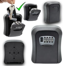 Boxilock Pack of 2 Key Safe Wall Mounted Weatherproof Key Cabinet Key Cabinet with Number Code Metal Key Safe Wall Mounting Key Safe Robust 11.5 x 9.5 x 4 cm