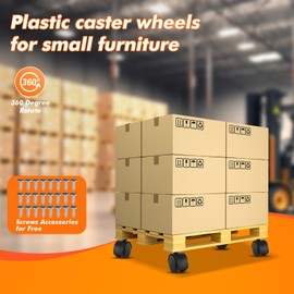 2” Large Furniture Wheels Set of 4 Plastic Nylon Casters Heavy-Duty Swivel Plate Castor Replacement Cart Wheels for Workbench Cabinet Table Shelves, Indoor Outdoor Universal Wheels Black