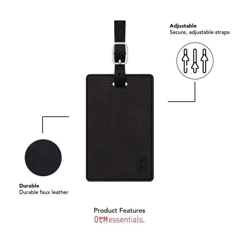 Centon OTM Essentials Black Leather Bag Tag, Airplane