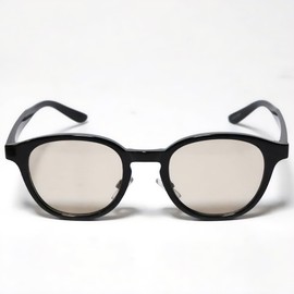 Bliss Leather, Full Model, Small Face Effect, Boston-Shaped, Date Glasses, Black Rim, Sunglasses, Eye Friendly, UV Protection, Plastic Frame, Black x light brown