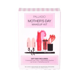 Palladio Mother's Day Makeup Kit - Gift for Mom’s Everyday Glow - Clean Beauty Essentials Eyeliner, Lip Crub, Hydrating Lip Oil, Hair Clips