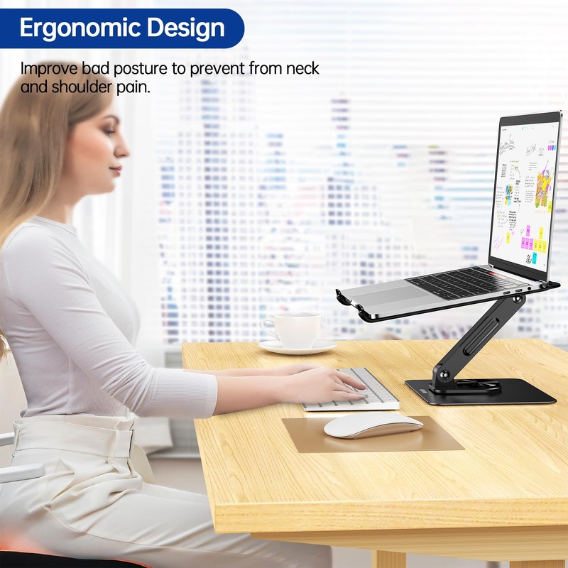 BESIGN LS12 Laptop Stand with 360° Rotating Base, Ergonomic Adjustable
