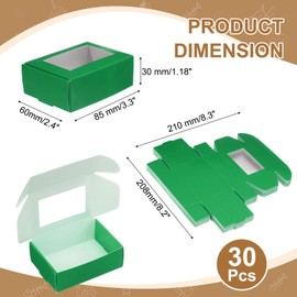 sourcing map 30Pcs Kraft Soap Boxes for Homemade Soap, 3.3" x 2.6" x 1.2" Mini Kraft Treat Boxes with Clear Window Candy Cookie Gift Boxes for Party Favor Treats Packaging (Green)