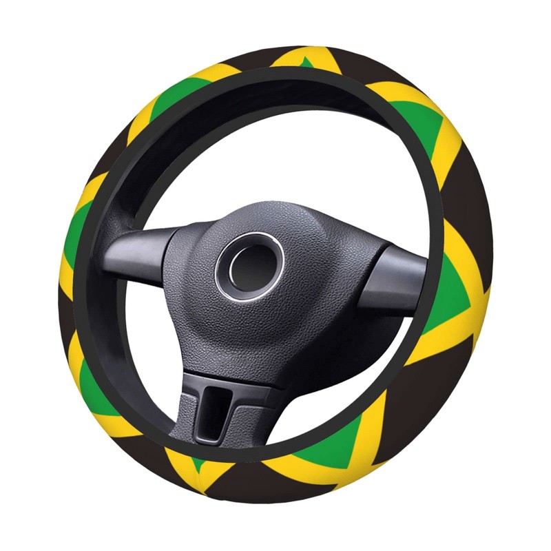 Mlanxi Jamaican Flag 15 Inch Universal Steering Wheel Covers, Cute