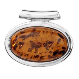 Pendant Birte 21 mm Silver 925/000 Amber, Sterling Silver, Amber