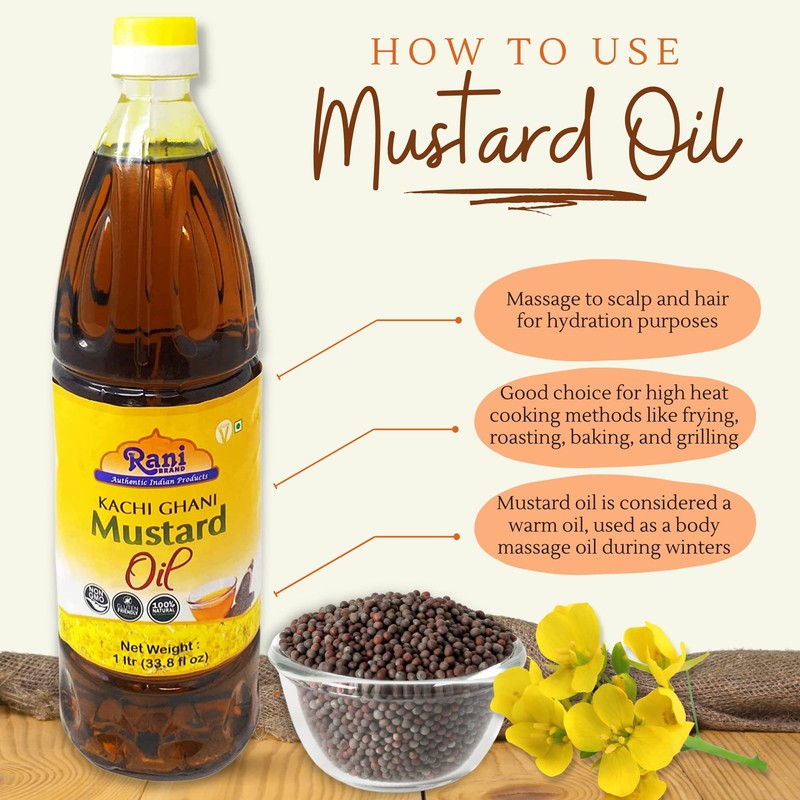 Rani Mustard Oil (Kachi Ghani) 16.9 Ounce (500ml) NON-GMO |