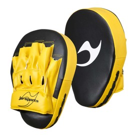 Ju-Sports Pre-bent Hand Pads I Box Pads Made of Faux Leather I Very Light and Good Handling I With Point for Optimal Hits I Ideal for Boxing Training I Yellow