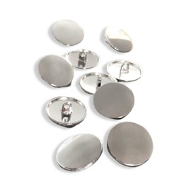 Pack of 10 Flat Smooth Silver Shiny Metal Eyelet Buttons 15 mm, 20 mm or 22 mm (20 mm)