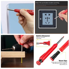 Deep Hole Marker Pencil Construction Site Carpenter's Pencils Construction Pica Dry Pen Leads Drill Hole Marker Mechanical Pencil Set with 18 Refills