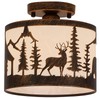 Rustic Semi Flush Mount Ceiling Light with Shade, Black Metal