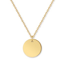 Good.Designs Coin Necklace with Pendant, Women's Necklace with Plate, Adjustable Necklace with a Circle, Stainless Steel, Gold