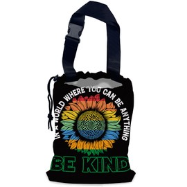 NHNXHWIA Peace Car Trash Bag,Be Kind Hanging Drawstring Car Garbage Bag,Waterproof Canvas Car Back Seat Organizer with Adjustable Buckle,for Vehicles,SUVs,Camping,Road Trips