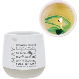 Pavilion Gift Company - May 11 oz Wax Reveal Candle, Natural Soy Wax Birthstone Candle, Jasmine Scented, Gemstone Candle with Crystal Inside, Birthday Gifts for Women, 1 Count
