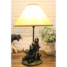 Ebros Gift Adorable Black Bear With Cubs Hide And Seek Table Lamp With Shade Home Decor
