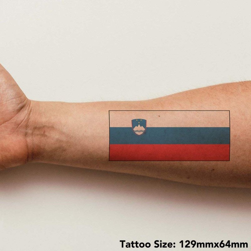 'Slovenia Flag' Temporary Tattoo - Water Resistant, Skin-Safe, Non-Toxic Transfer