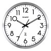 Sharp Atomic Analog Wall Clock - 12" Silver Brushed Finish - Sets Automatically