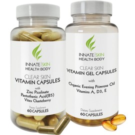 Clear Skin Acne Vitamin System | 20 Antioxidants, Botanicals & Minerals | 60 Count Pack of 2