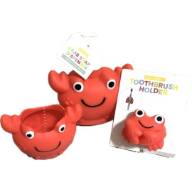 ANKYO 3-pc Red Crab Bathroom Set - Soap Dispenser, Toothpaste Caddy, Toothbrush Holder