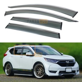 Fits for 2017-2022 Honda CR-V CRV JDM Chrome Trim Smoke Tinted Window Visors Rain Guards Deflectors
