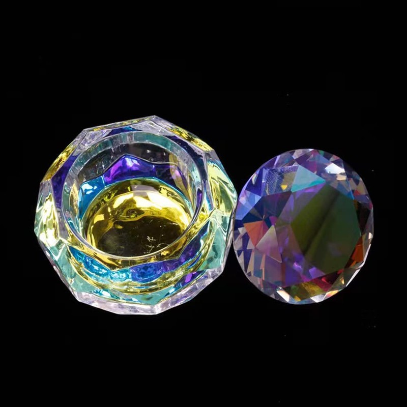 Nail Dappen Dish with Lid, ForSewian Crystal Glass Nail Monomer
