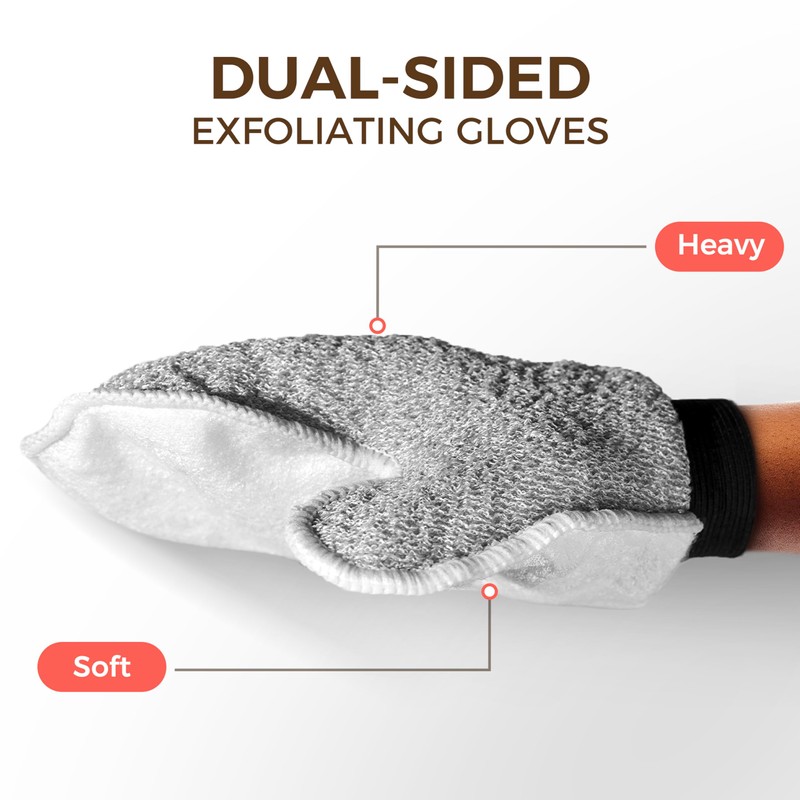 ZOMCHI 2 Pack Deep Exfoliating Glove with Dual Texture, Massage