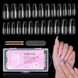 Saviland Nail Tips Kit - 240PCS Medium Coffin Shape Nail Press Fake Nail Full Cover Nail Tips