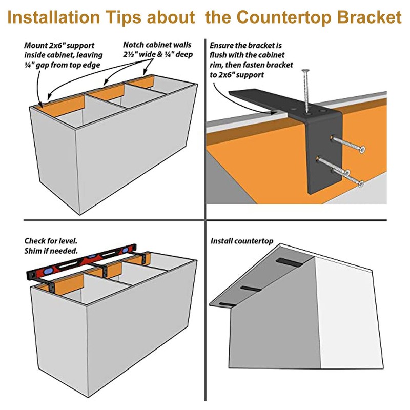 WINKER Countertop Support Bracket Heavy Duty Granite Hidden Forward L