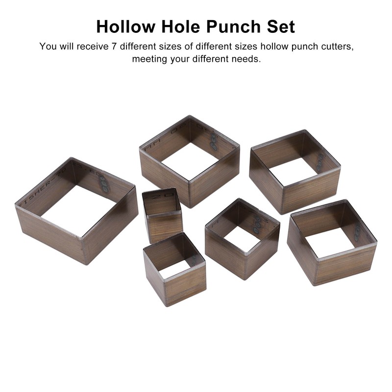 7Pcs Hollow Punch Cutter Squared Design High Carbon Steel Multipurpose