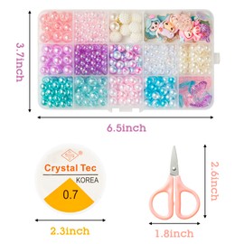 OSNIE Mermaid DIY Bead Jewelry Making Kit for Kids Girls with Jellyfish Shark Heart Starfish Shell Sailboat Pearl Charms Beads for Bracelets Rings Necklaces Creativity Beading Kits Art Craft, 400Pcs+