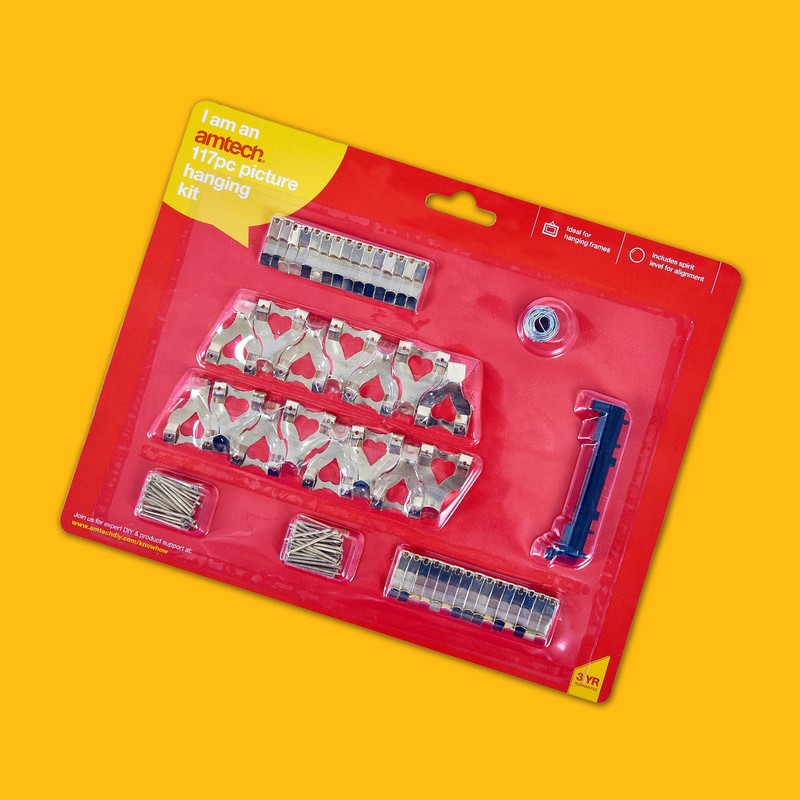 Amtech S5165 Picture Hanging Kit with Picture Hooks, Nails, Hanging