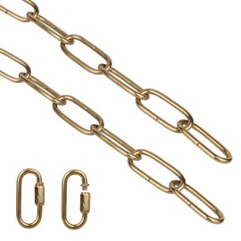 Helunsi Lighting Chain, 6 Feet Imitation Copper Light Fixture Chain, Metal Chandelier Chain Extension with Connection Link Lock, Heavy Duty Hanging Chain Lamp Fixture Pendant Ceiling Decorative Kit 6'