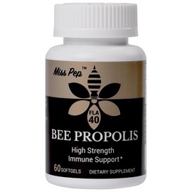 Miss Pep Bee Propolis Supplement - 200mg per Serving | Natural lmmune Support | Dietary Supplement | Antioxidant-Rich | Easy to Swallow and Edible | Women & Men