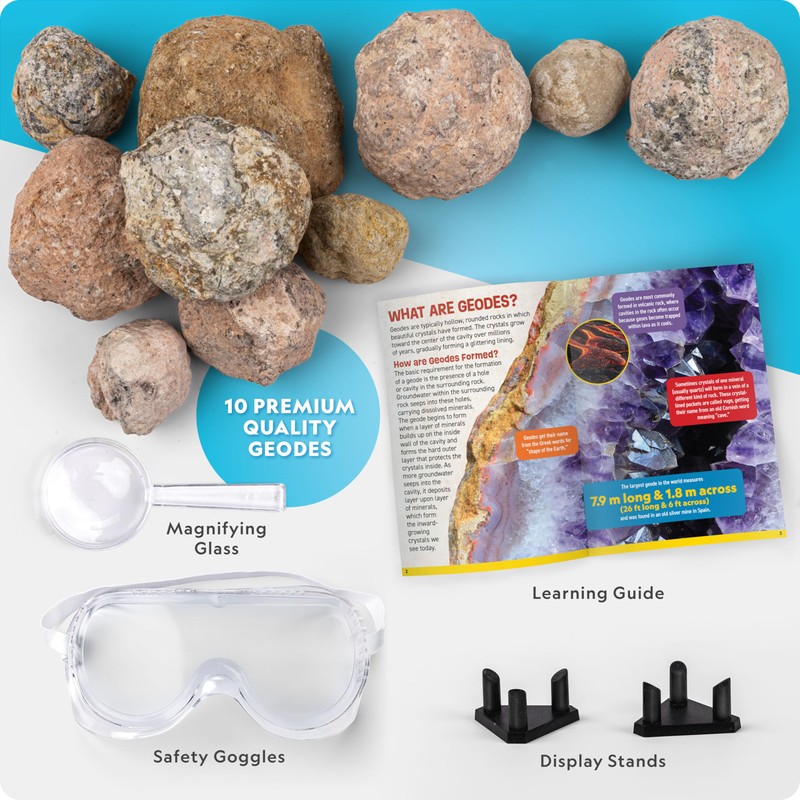 National Geographic Break Open 10 Premium Geodes – Includes Goggles