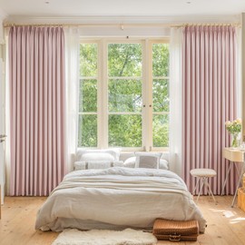 OYRING 96 Inches Long Pink Pinch Pleat Curtain Blackout, Room Darkening Thermal Insulated Baby Pink Pleated Drapes with Hooks for Traverse Rod Girls Bedroom Nursery, 52" W x 96" L (1 Panel)