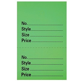 1000 UNSTRUNG Green Perforated Clothes/Garment Reference Stock Ticket/Tags/Labels P