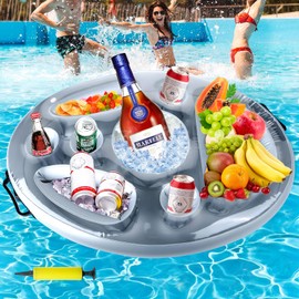 Amzeeniu Pool Drink Holder, Inflatable Drink Holder, 8 Holes, Large Inflatable Drink Holder, 70 x 50 cm, Inflatable Drink Holder, Floating for Summer, Swimming Pool, Party, Pool
