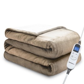Electric Blanket Full 72"x84" Heated Electric Blankets 10 Heating Levels 12 Time Settings 8 Hours Auto Off Fast Heating and Overheat Protection ETL Certified Machine Washable,Light Brwon