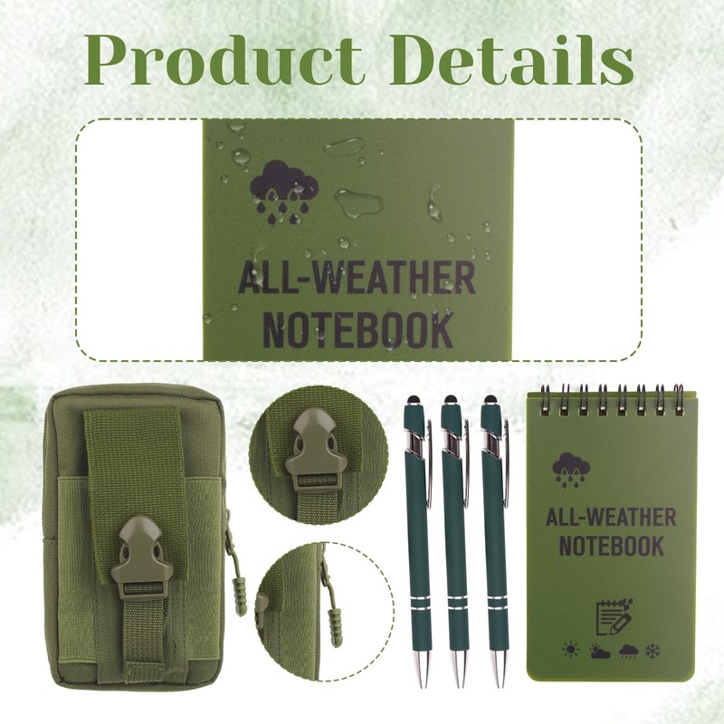 7 Pack Waterproof Notebook Set, 3×5 Inch Waterproof Notepad with